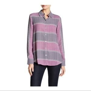 Foxcroft Allover Dot Print Stripe Blouse 10